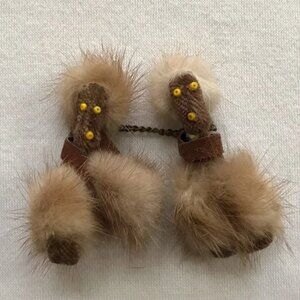 Vintage Real Fur Chenille Poodle Dog Brooch